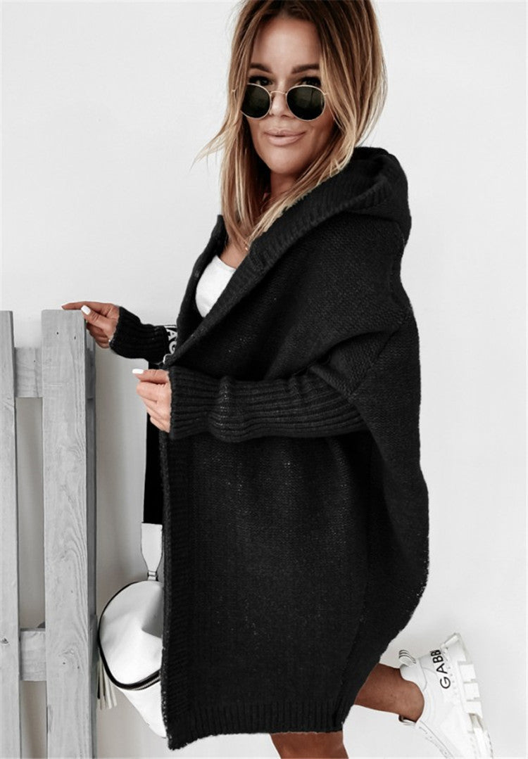 Women's Oversized Longline Knit Cardigan with Open Front