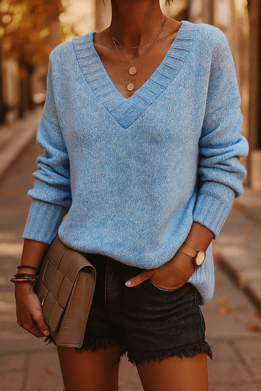Women's Oversized V-Neck Sweater