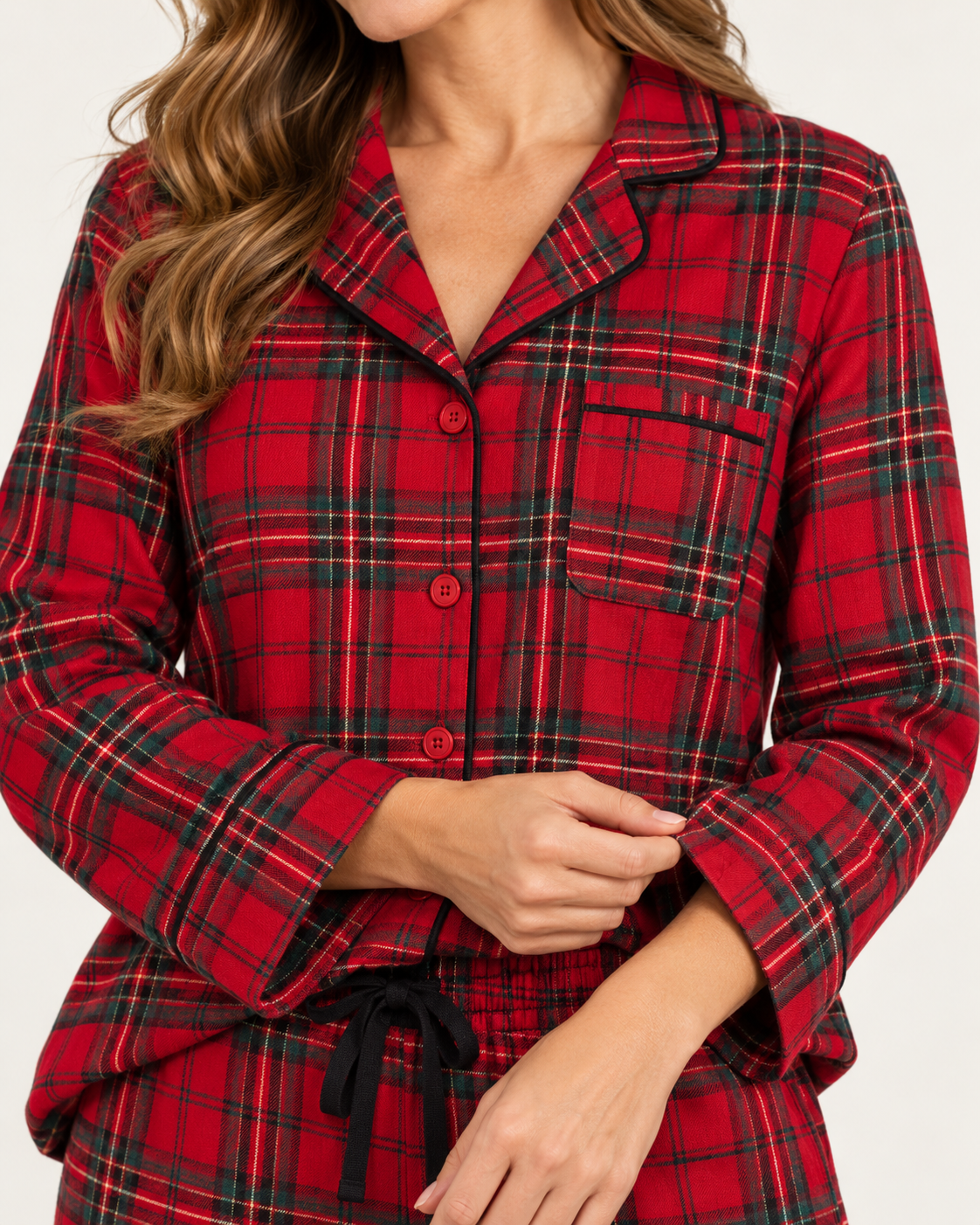 Women's Red Plaid Cotton Pajama Set