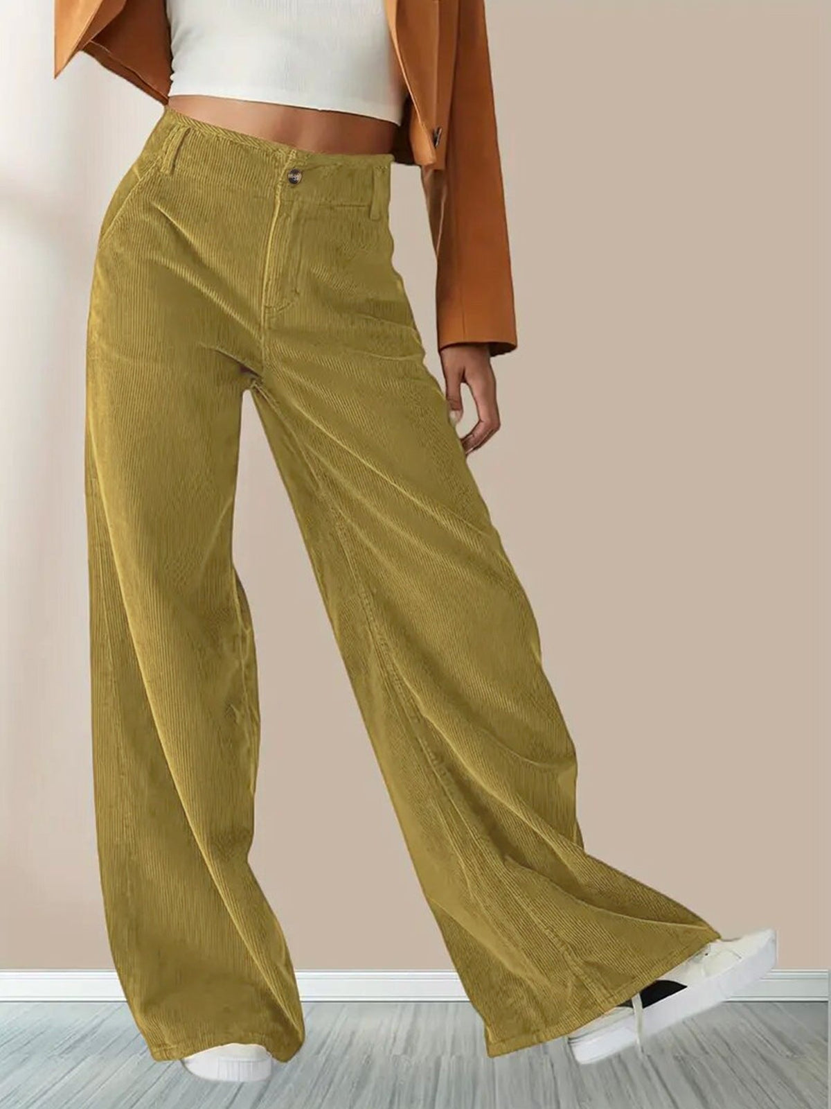 Women's Relaxed Wide-Leg Corduroy Pants