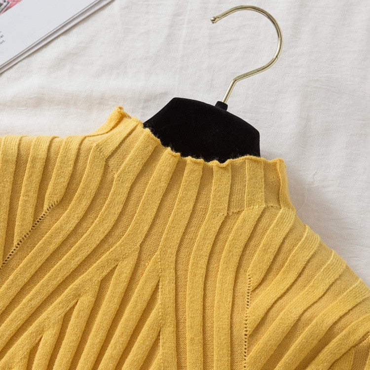 Women's Ribbed Roll Neck Cropped Jumper