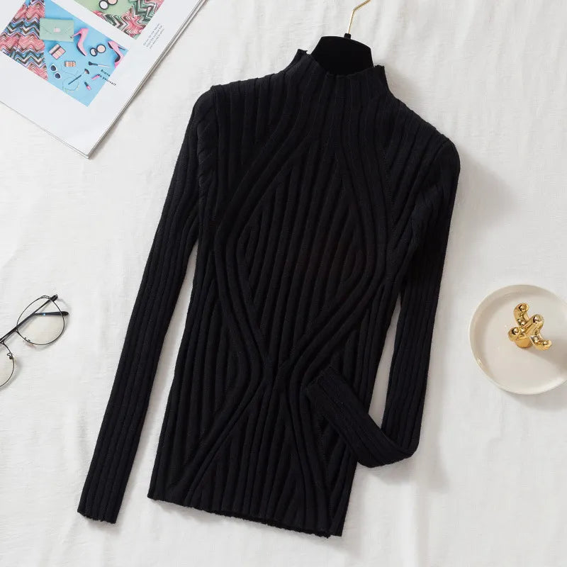 Women's Ribbed Roll Neck Cropped Jumper