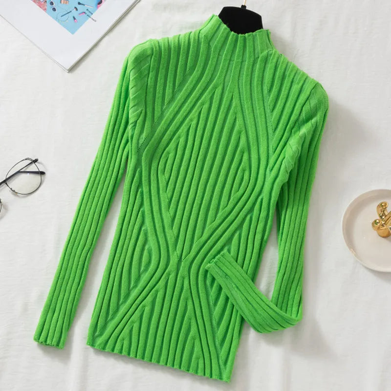 Women's Ribbed Roll Neck Cropped Jumper