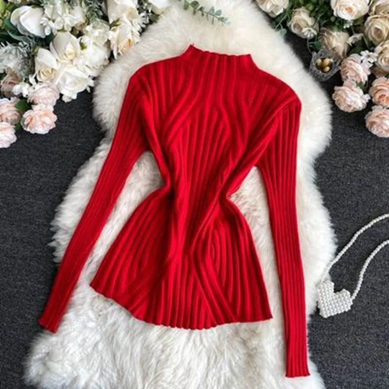 Women's Ribbed Roll Neck Cropped Jumper