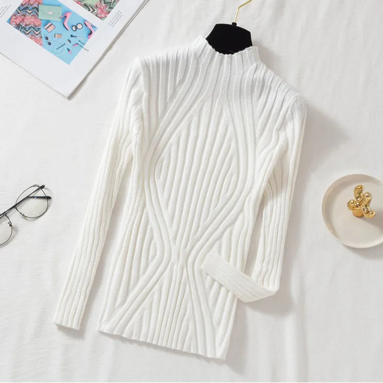 Women's Ribbed Roll Neck Cropped Jumper