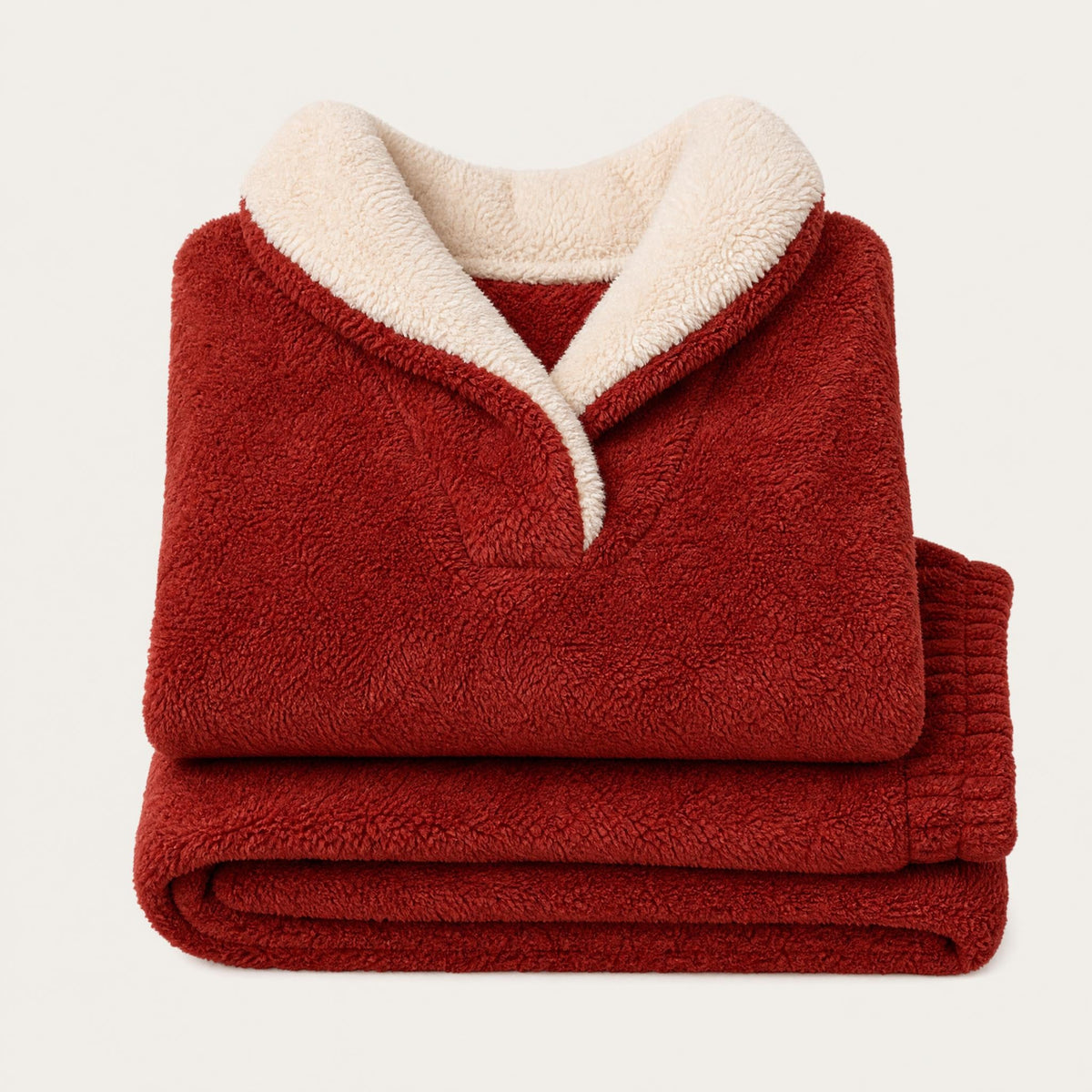 Women's Sherpa Fleece Pajama Set - Collared Top and Pants
