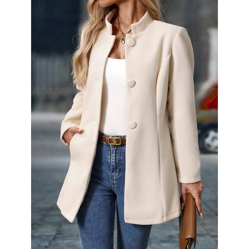 Women's Stand-Collar Tailored Blazer Coat
