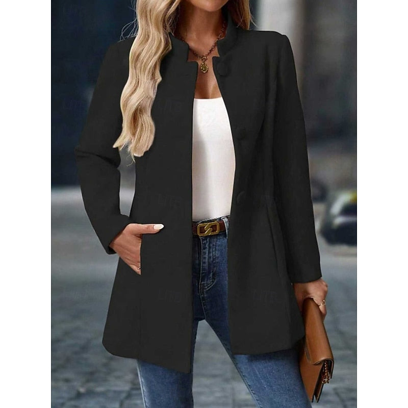 Women's Stand-Collar Tailored Blazer Coat
