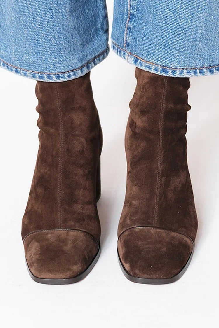 Women's Suede Block Heel Ankle Boots