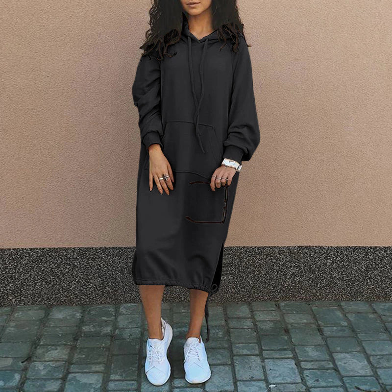 Women's Sweatshirt Dress with Hood and Kangaroo Pocket