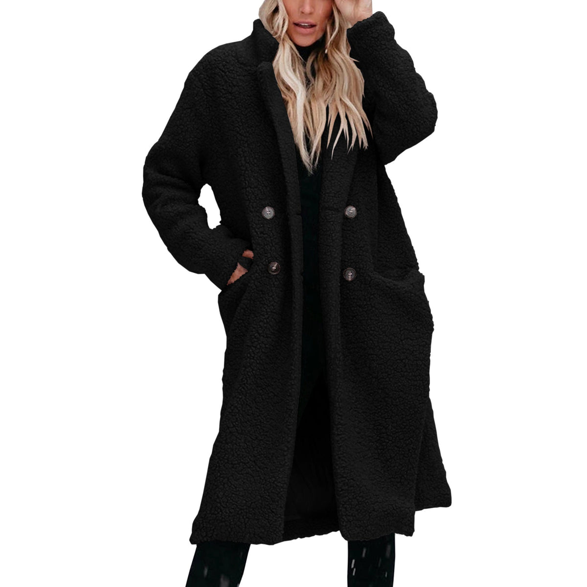 Women's Teddy Coat with Button Front Closure