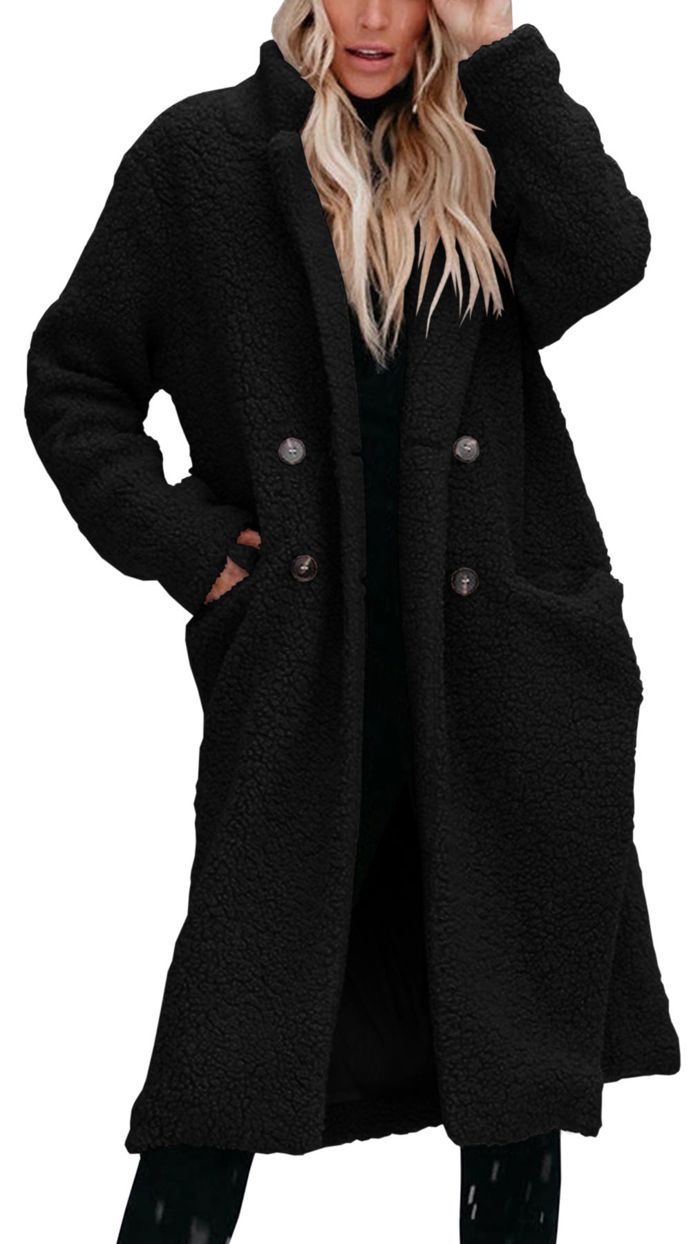 Women's Teddy Coat with Button Front Closure