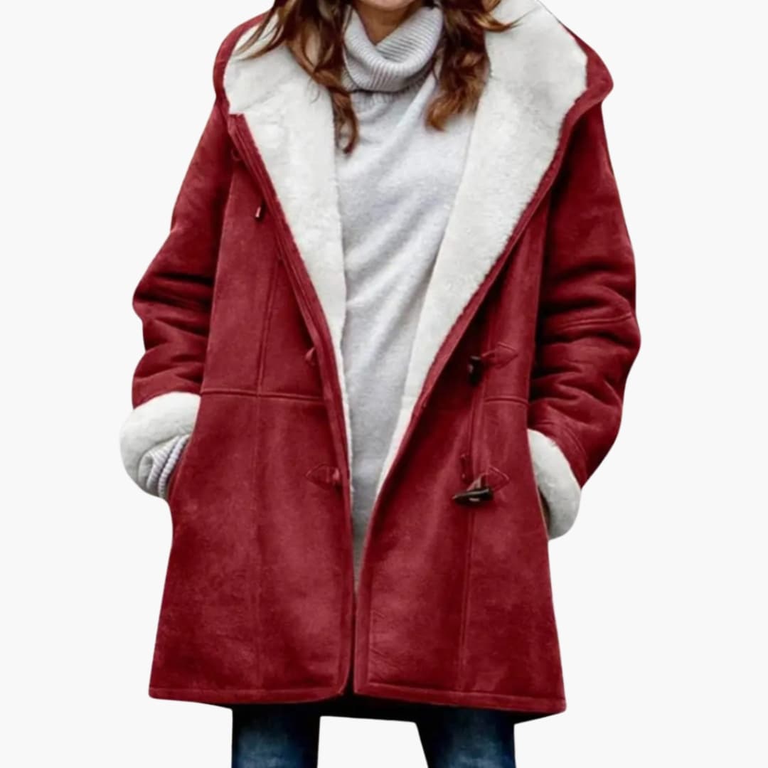 Women's Toggle Coat with Sherpa Lining and Hood