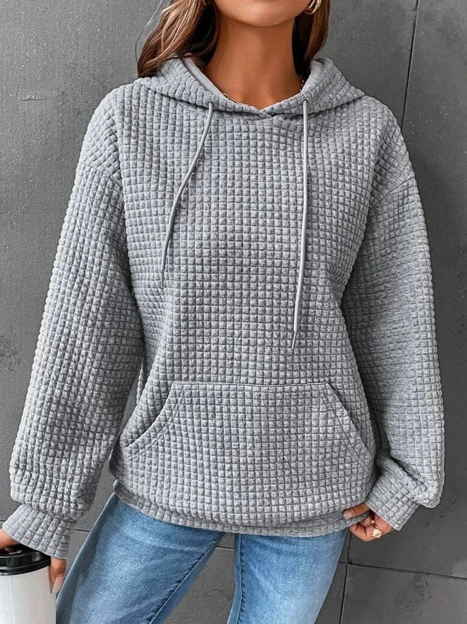 Women's Waffle Knit Pullover Hoodie