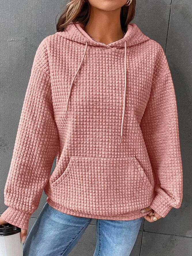 Women's Waffle Knit Pullover Hoodie