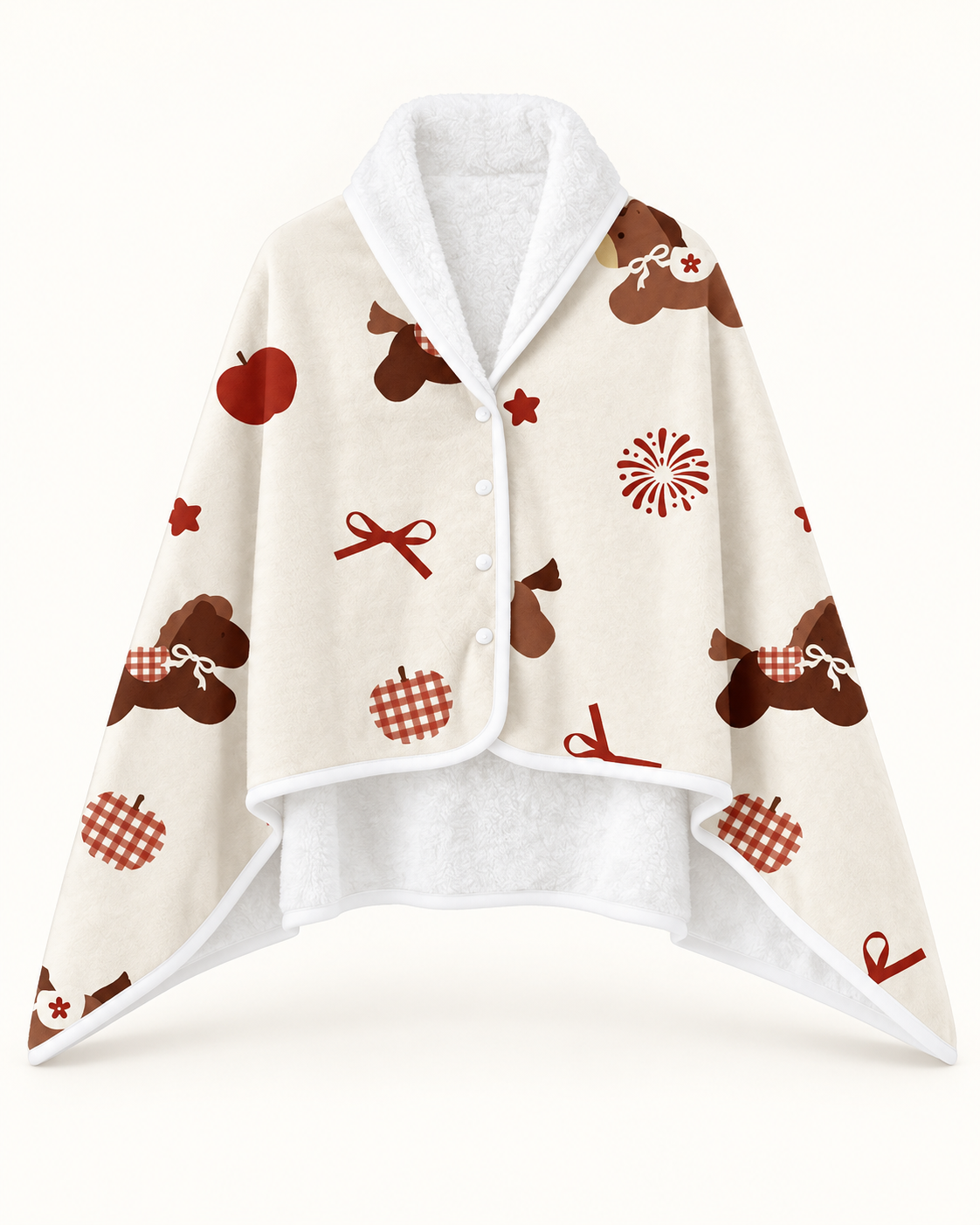 Women's Wearable Shawl Blanket with Christmas Print