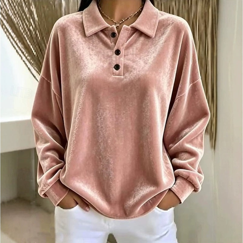 Wren | Women's Oversized Collared Button Placket Pullover