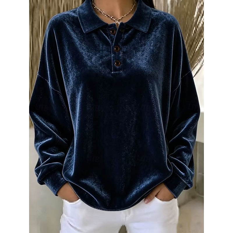 Wren | Women's Oversized Collared Button Placket Pullover