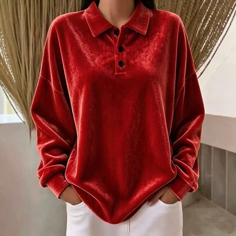 Wren | Women's Oversized Collared Button Placket Pullover