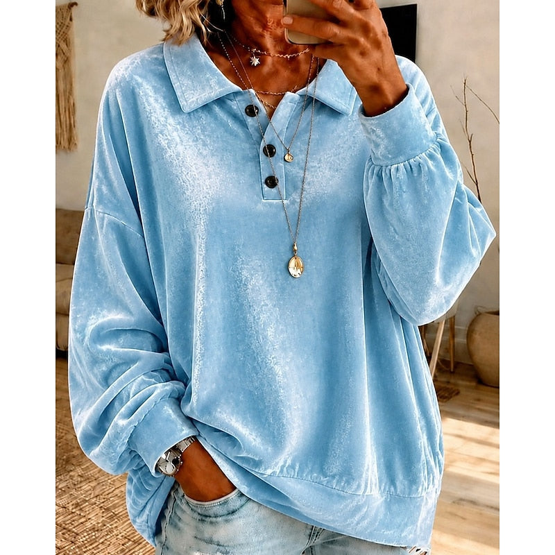 Wren | Women's Oversized Collared Button Placket Pullover