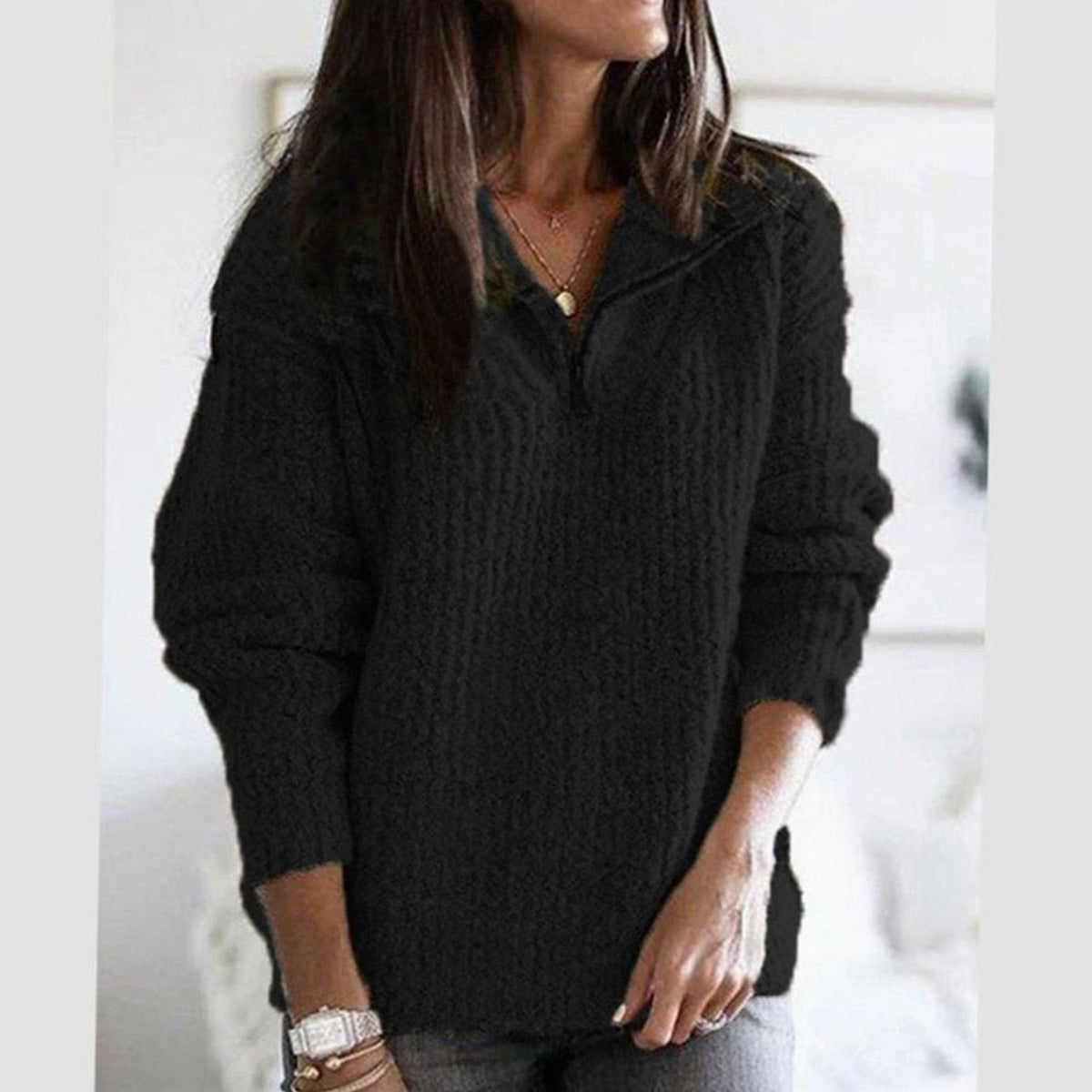 Wren | Women's Quarter-Zip Cable-Knit Pullover Sweater