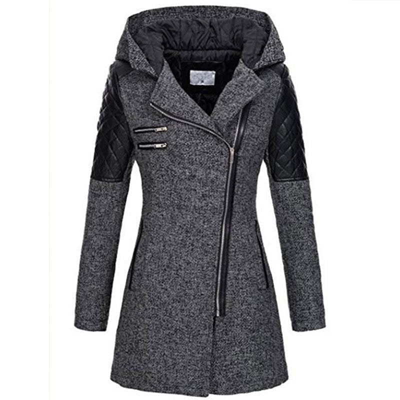 Wren | Women's Quilted Panel Hooded Zip Coat
