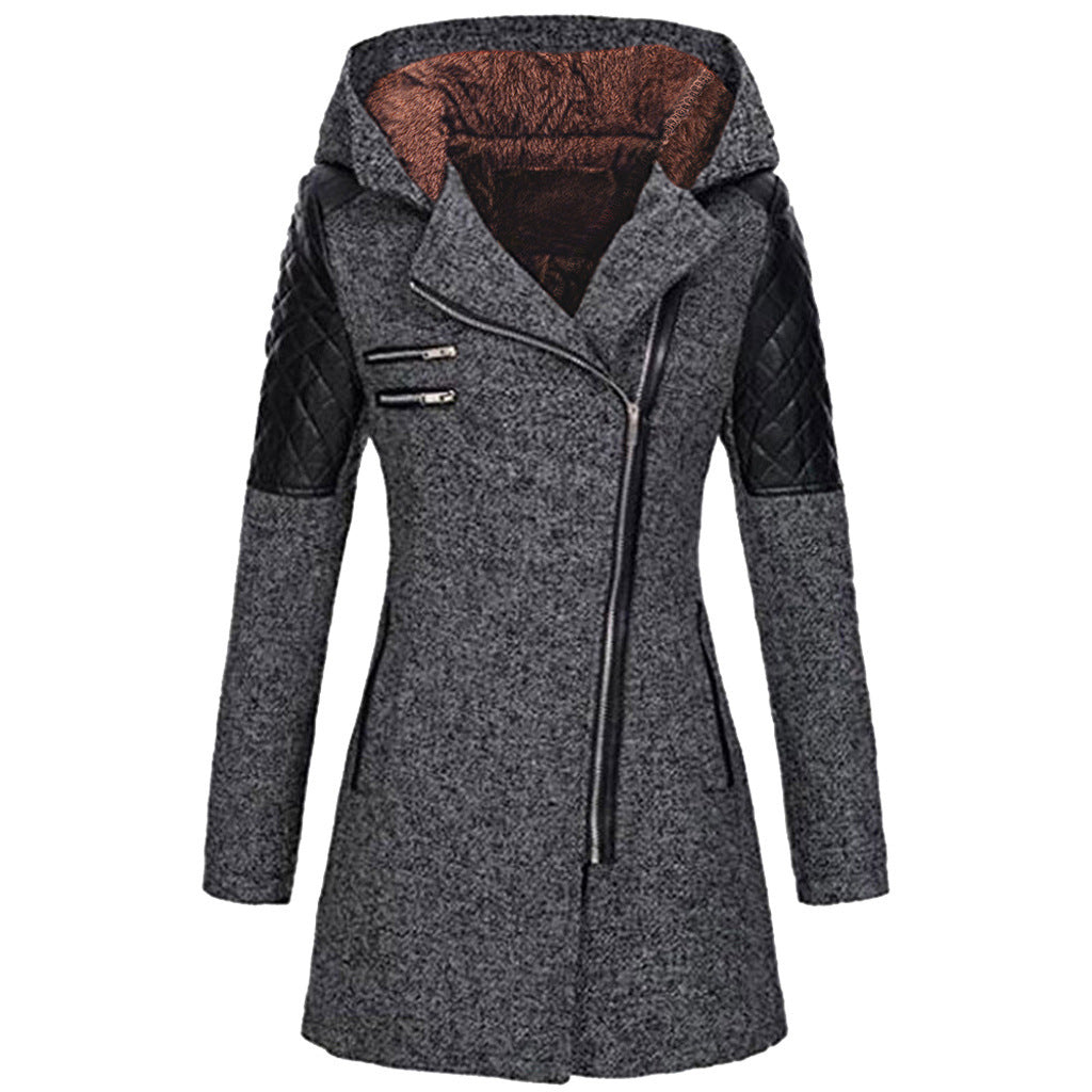 Wren | Women's Quilted Panel Hooded Zip Coat
