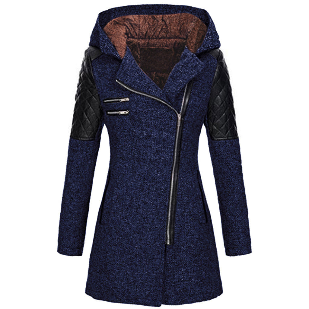 Wren | Women's Quilted Panel Hooded Zip Coat