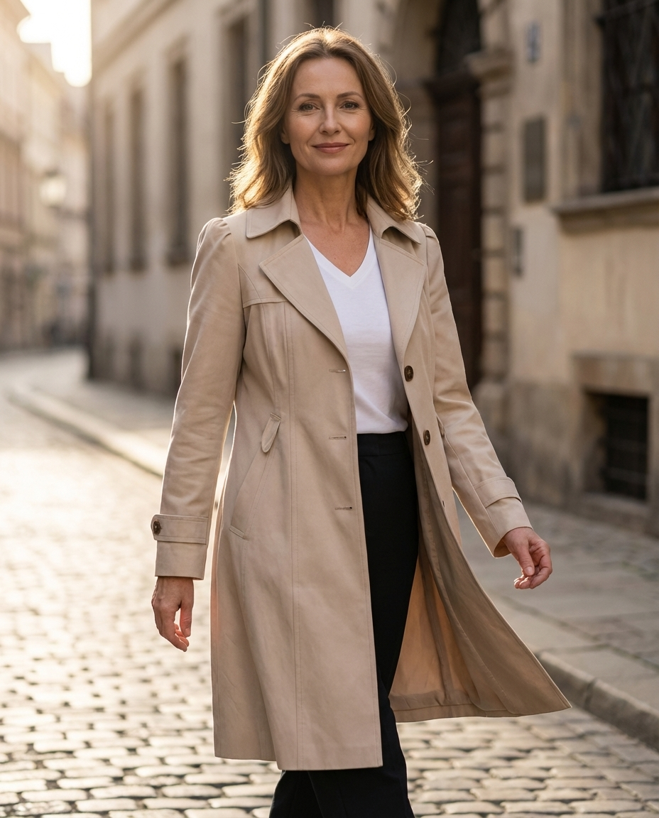 Abigail | Women's Coat with Lapels and Button Closure