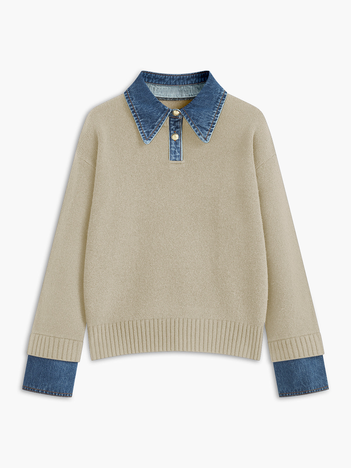 Adalyn | Women's Panel Collar Long Sleeve Sweater