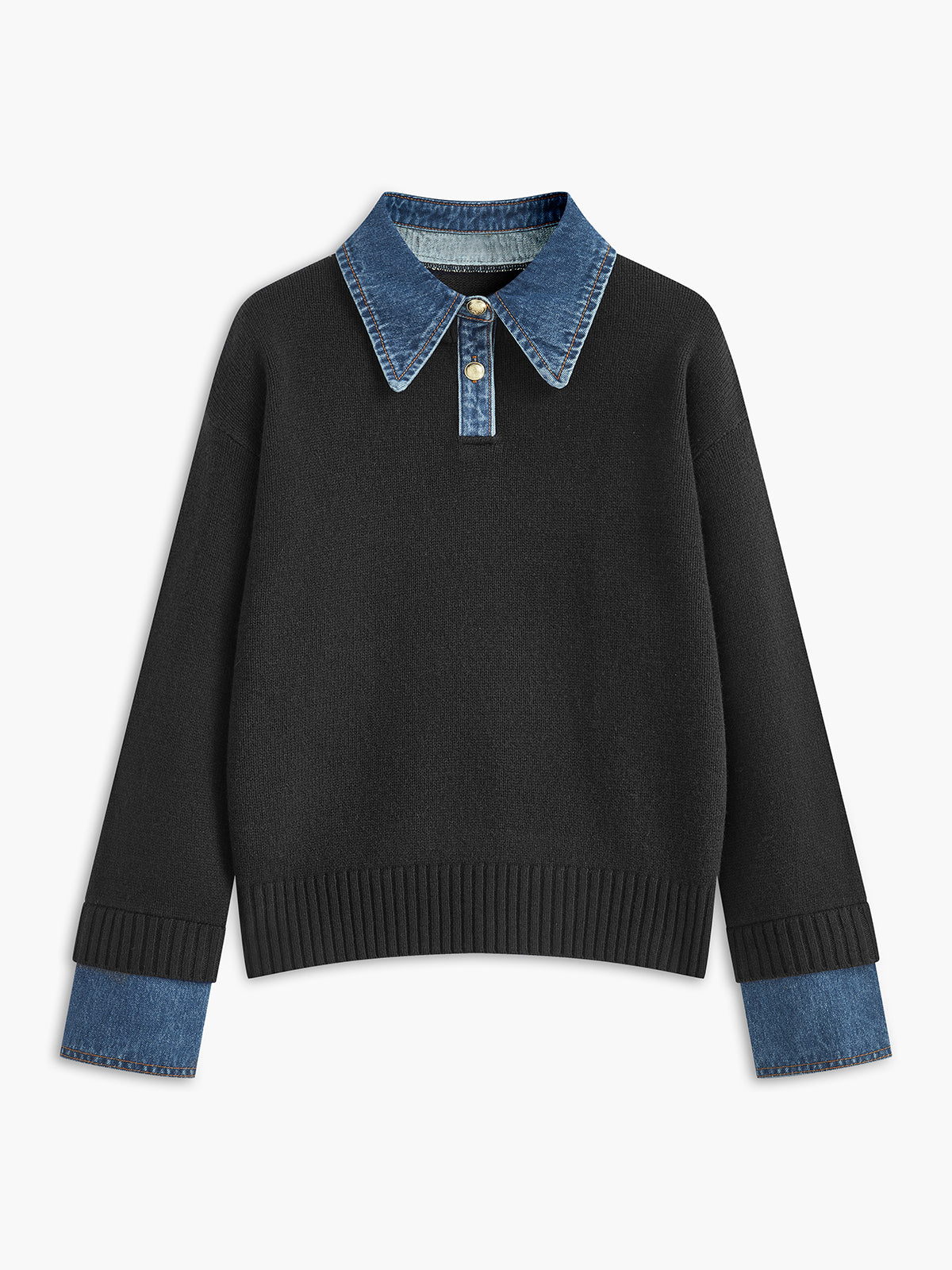 Adalyn | Women's Panel Collar Long Sleeve Sweater
