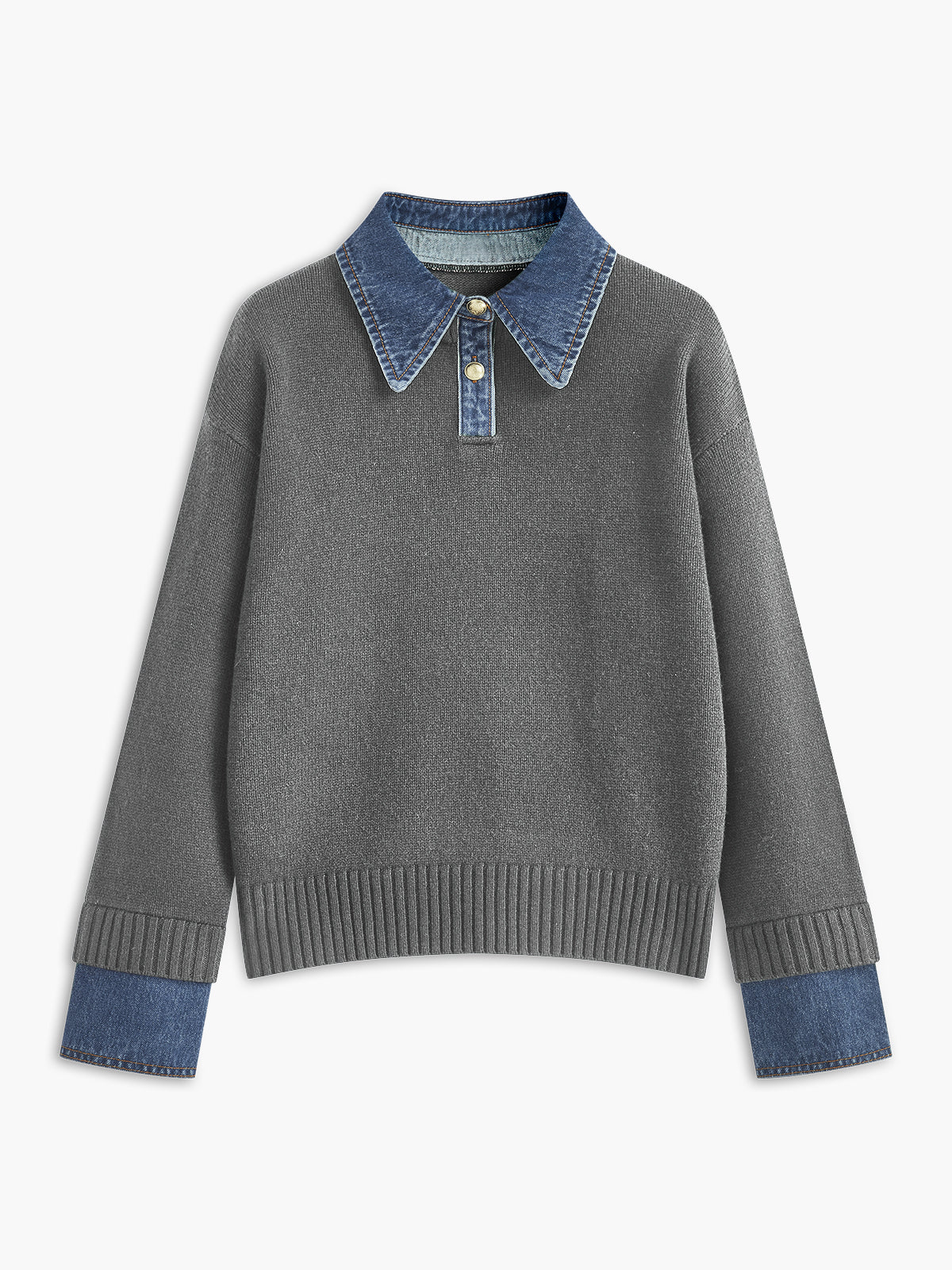 Adalyn | Women's Panel Collar Long Sleeve Sweater