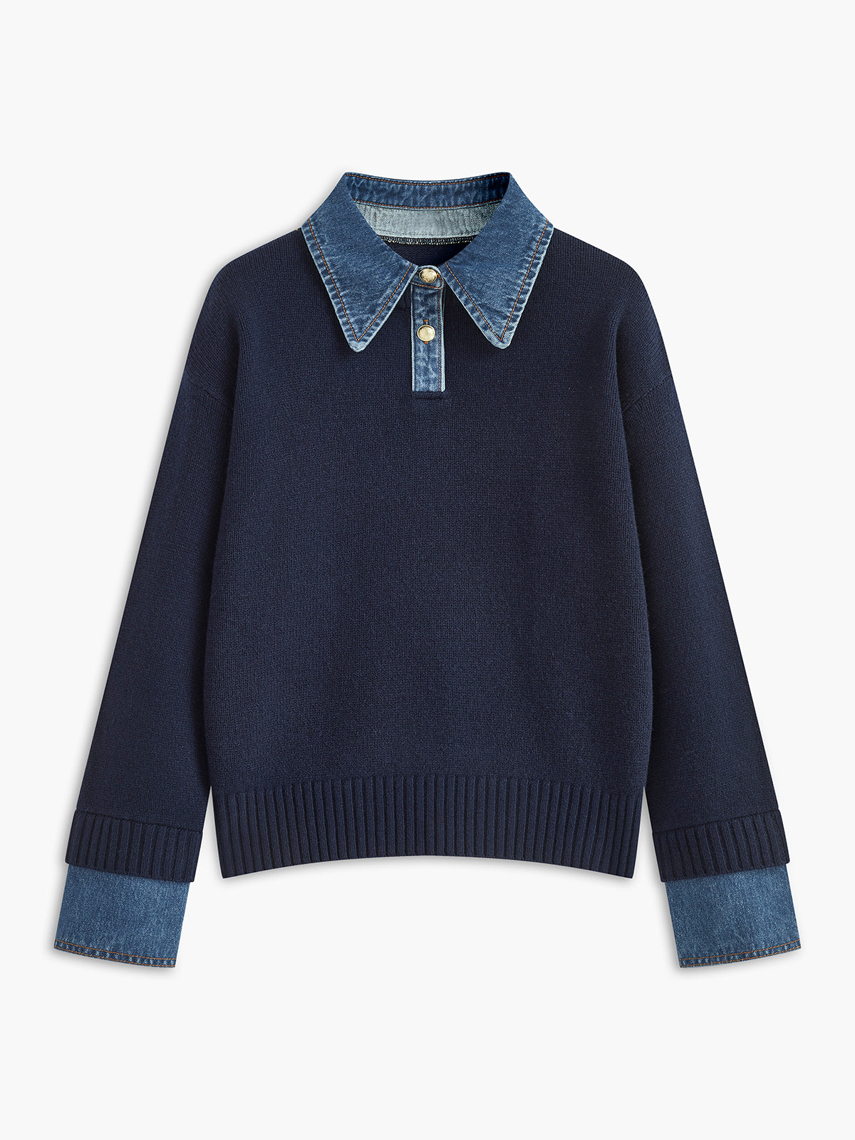 Adalyn | Women's Panel Collar Long Sleeve Sweater