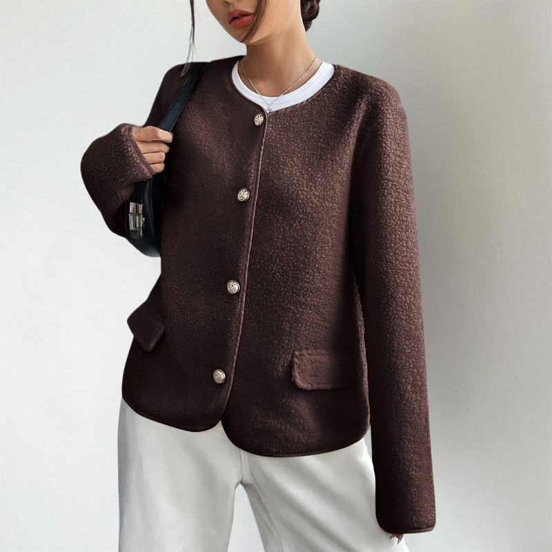 Adeline | Women's Collarless Button Front Knit Cardigan