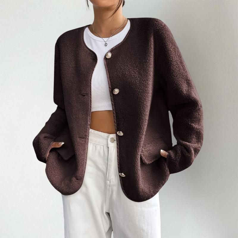 Adeline | Women's Collarless Button Front Knit Cardigan