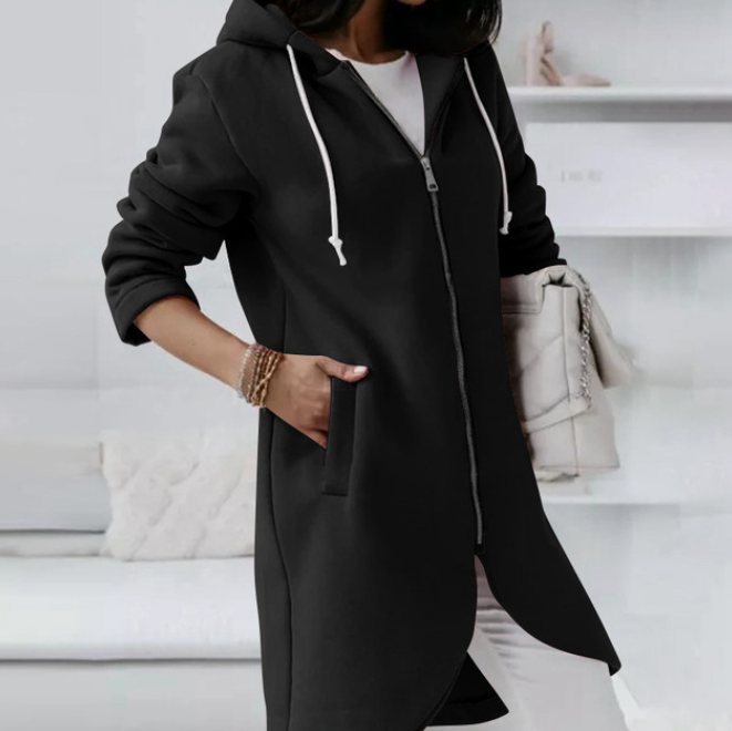 Adeline | Women's Longline Zip-Up Hooded Cardigan