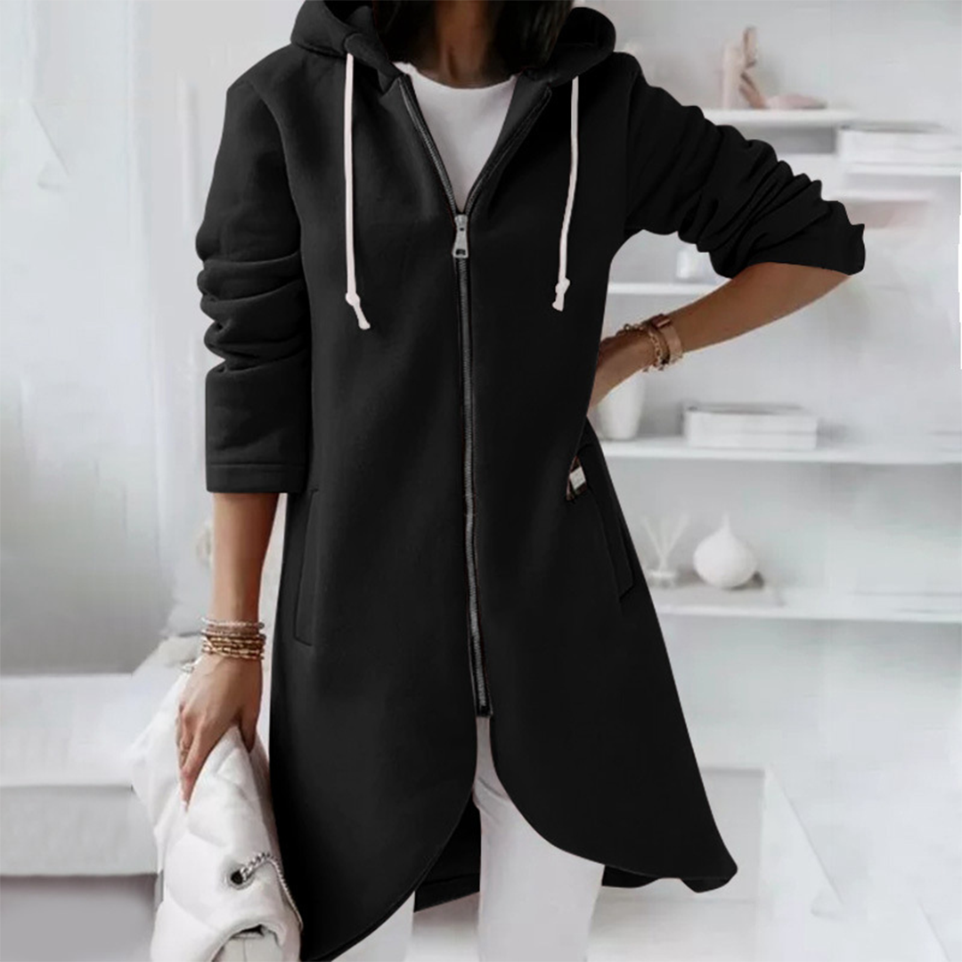 Adeline | Women's Longline Zip-Up Hooded Cardigan