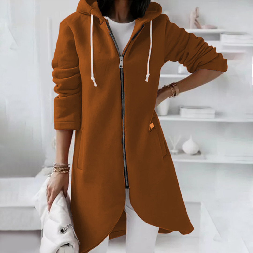 Adeline | Women's Longline Zip-Up Hooded Cardigan