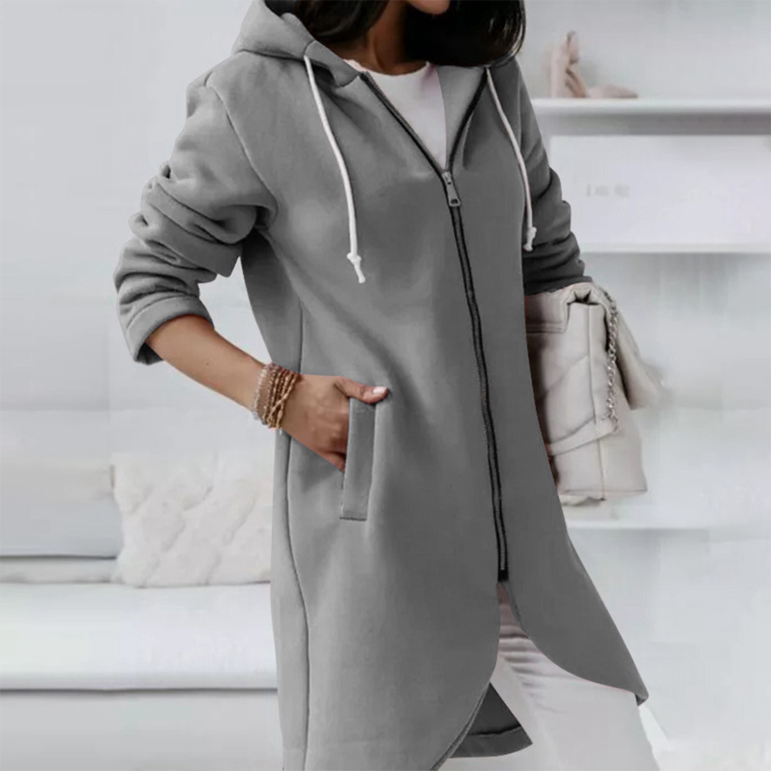 Adeline | Women's Longline Zip-Up Hooded Cardigan