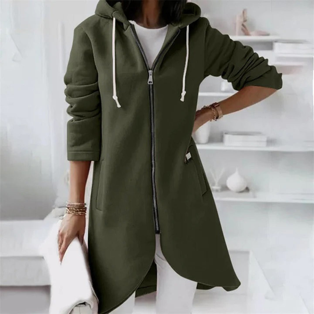 Adeline | Women's Longline Zip-Up Hooded Cardigan
