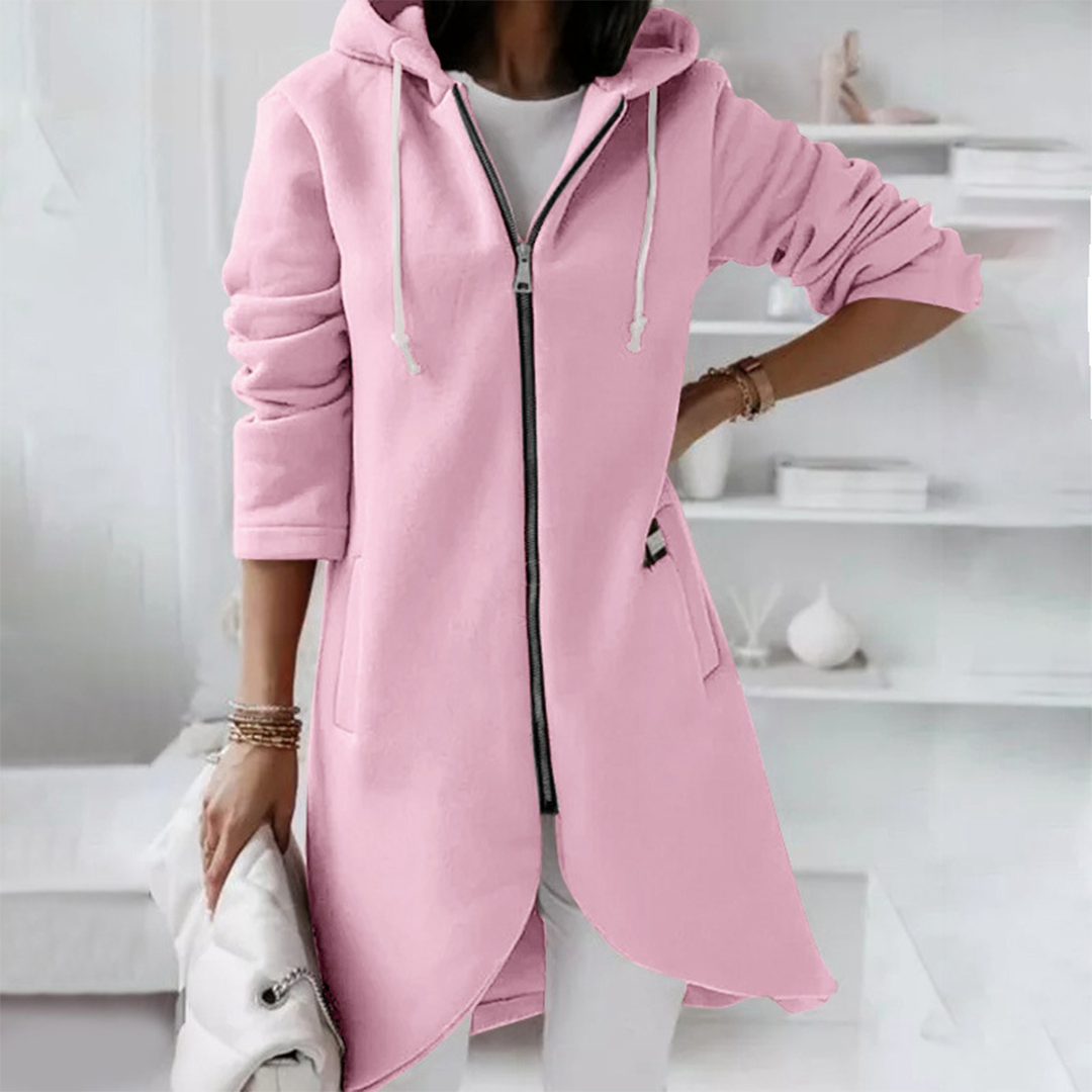 Adeline | Women's Longline Zip-Up Hooded Cardigan