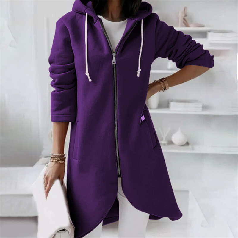 Adeline | Women's Longline Zip-Up Hooded Cardigan