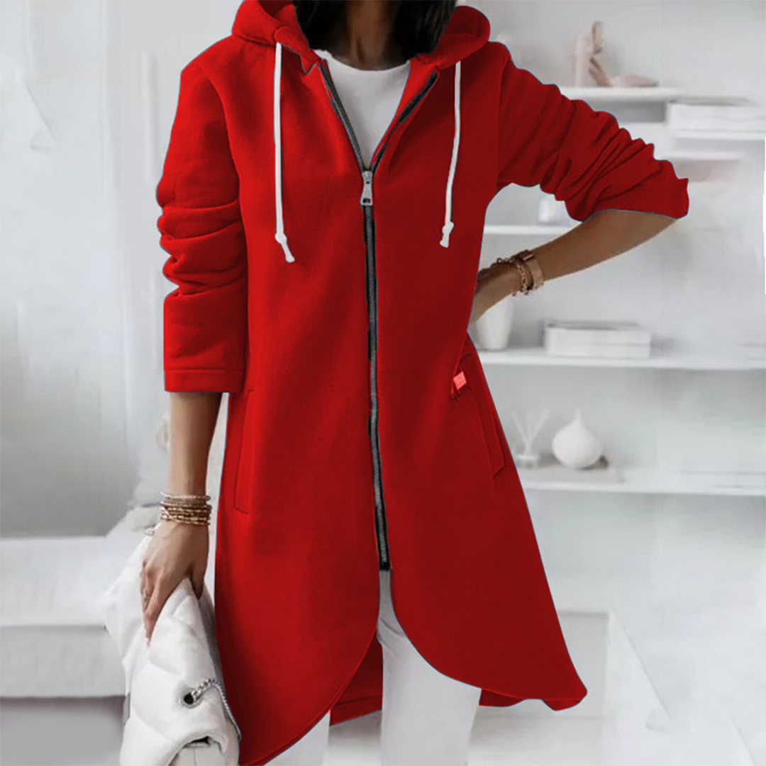 Adeline | Women's Longline Zip-Up Hooded Cardigan