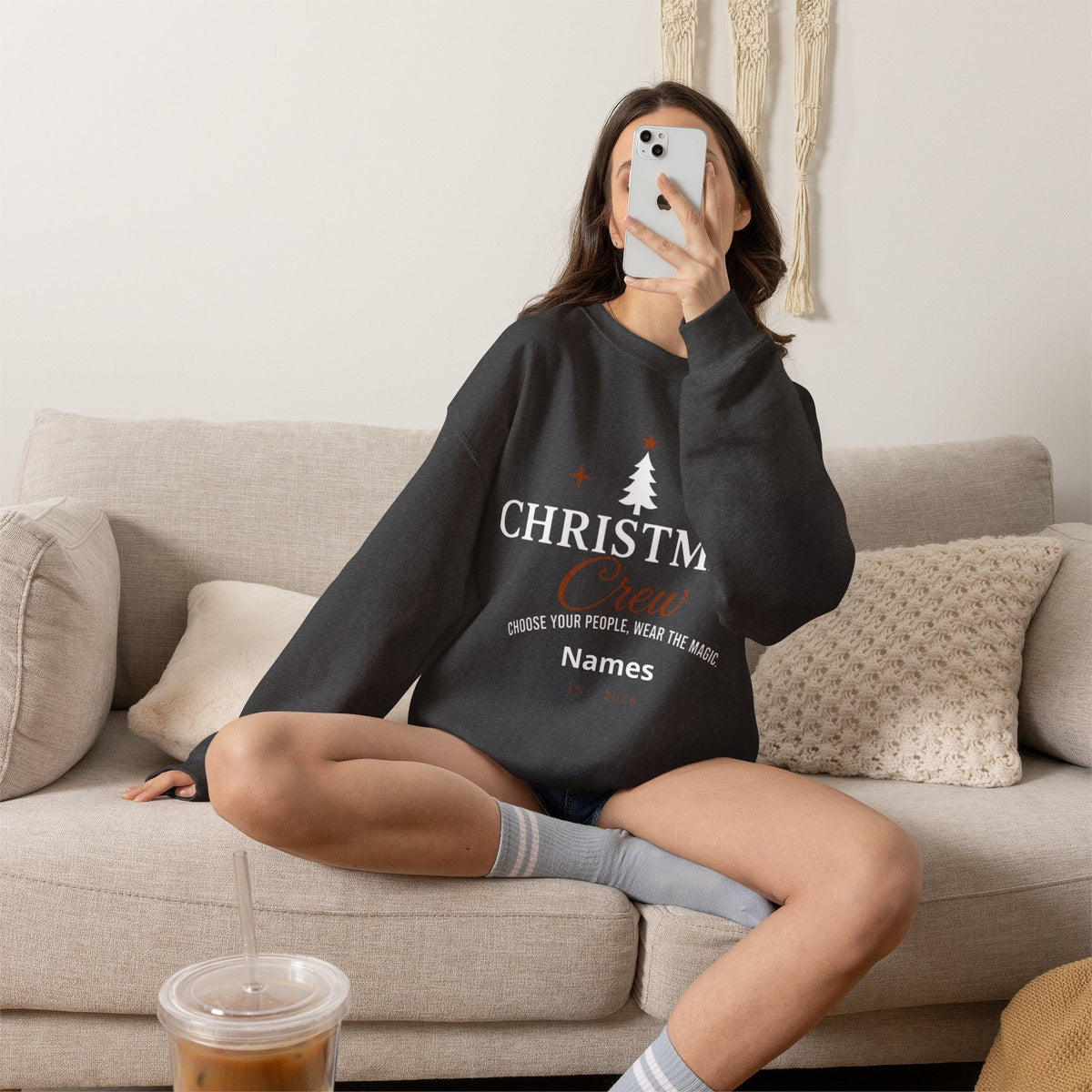Adult Christmas Crew Sweatshirt | Personalized Family Name Tree Sweatshirt | Custom Christmas Crewneck | Matching Family Holiday Sweater