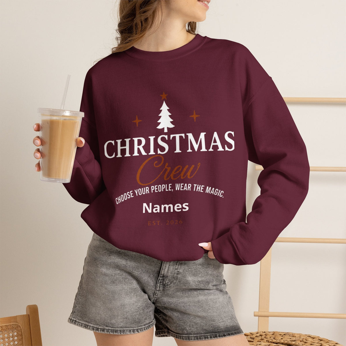 Adult Christmas Crew Sweatshirt | Personalized Family Name Tree Sweatshirt | Custom Christmas Crewneck | Matching Family Holiday Sweater