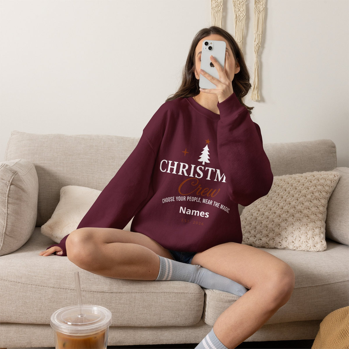 Adult Christmas Crew Sweatshirt | Personalized Family Name Tree Sweatshirt | Custom Christmas Crewneck | Matching Family Holiday Sweater