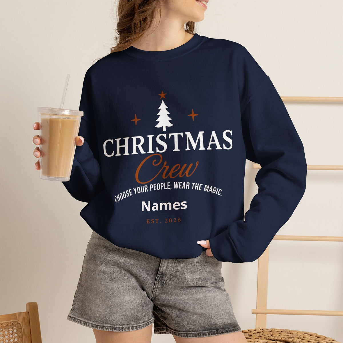 Adult Christmas Crew Sweatshirt | Personalized Family Name Tree Sweatshirt | Custom Christmas Crewneck | Matching Family Holiday Sweater