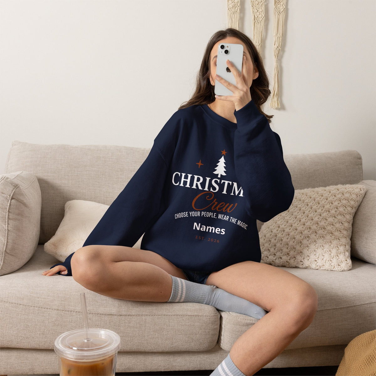 Adult Christmas Crew Sweatshirt | Personalized Family Name Tree Sweatshirt | Custom Christmas Crewneck | Matching Family Holiday Sweater