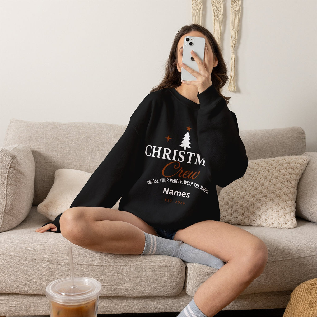 Adult Christmas Crew Sweatshirt | Personalized Family Name Tree Sweatshirt | Custom Christmas Crewneck | Matching Family Holiday Sweater