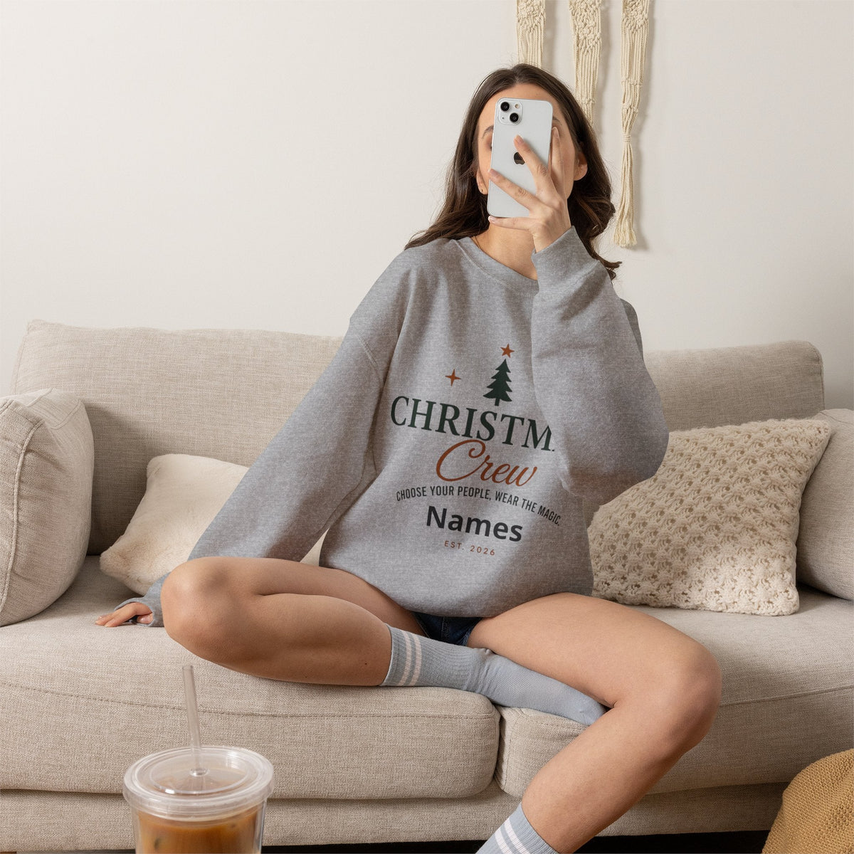 Adult Unisex Personalized Family Christmas Crew Sweatshirt